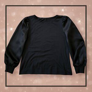 - 💫 Soft Meets Chic – Hunter McGrady Blouse  Sweatshirt Fabric + Sheer Arms